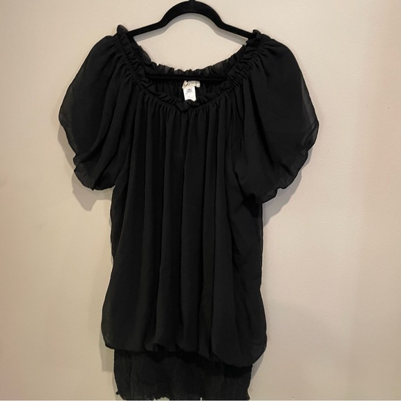 ❤️Black top blouse Anna Kaci NWT sheer double layered blouse size XL - Picture 5 of 7